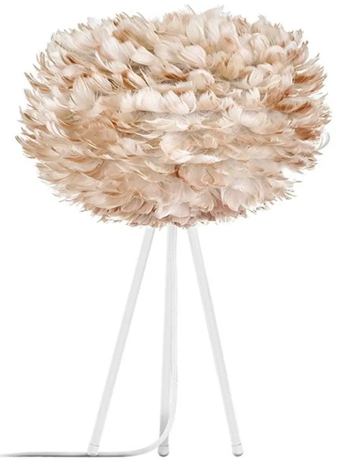 Abajur modern cu pene de gasca EOS maro deschis, 45cm