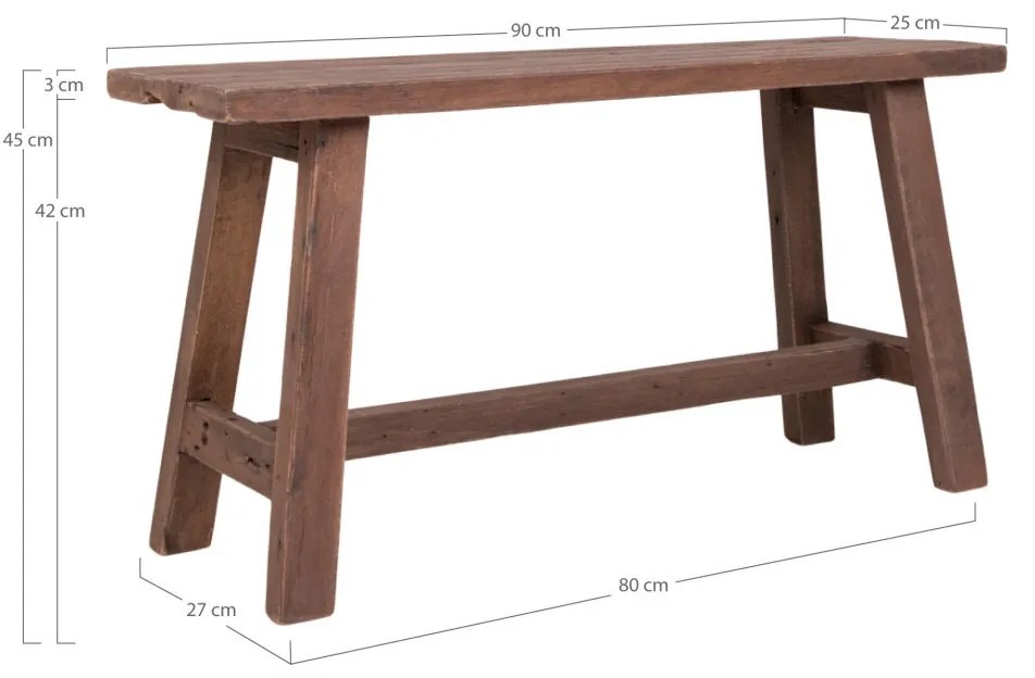Bancă Barcelona, lemn de tec, 90x25x45 cm