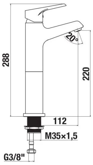 Baterie de lavoar JIKA H3111W80041201 CUBE 28,8 cm crom lucios