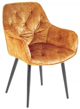 Neînvins Scaun de design Milano catifea galben mustar