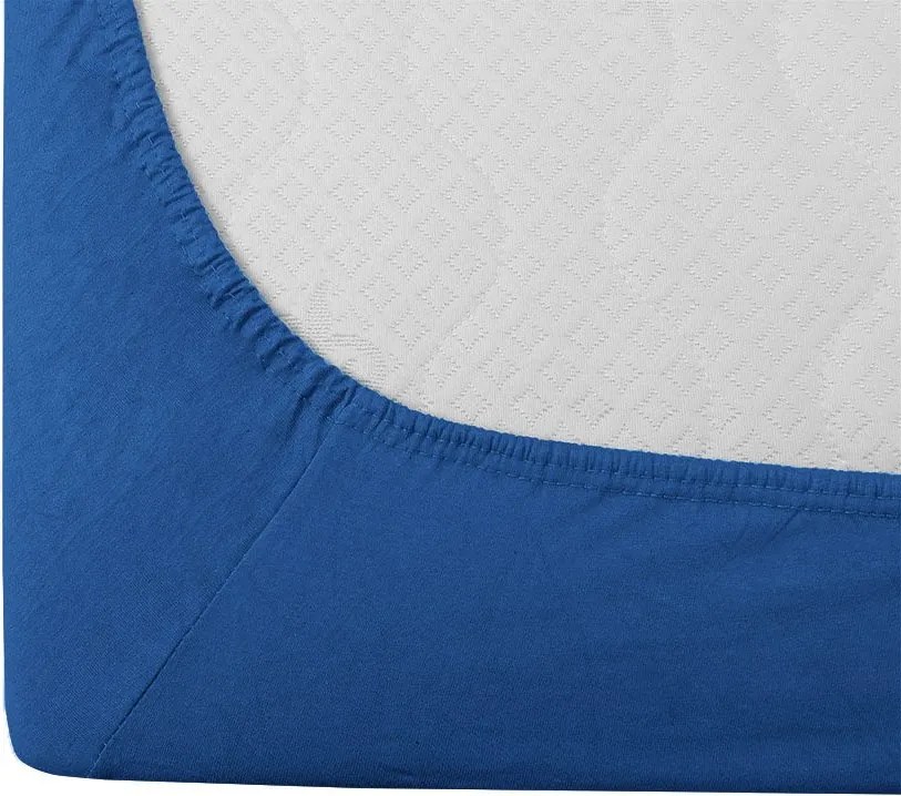 Cearsaf de pat jersey albastru inchis 160 x 200 cm