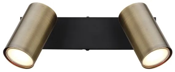 Spot ROBBY 2xGU10/35W/230V negru/alamă Globo 57911-2M