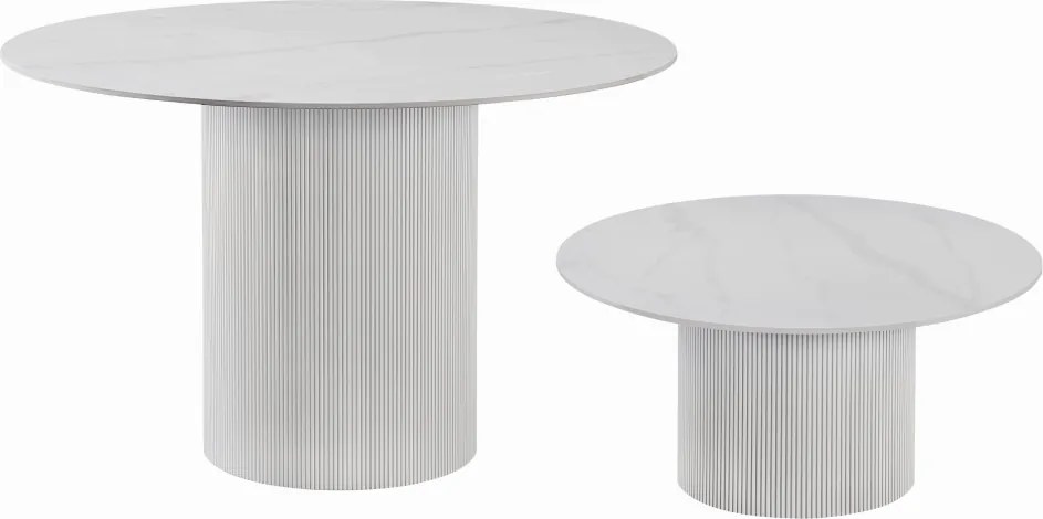 Măsuţă de cafea, marmură albă/MDF, diametru 80 cm, MAHIR TYP 1