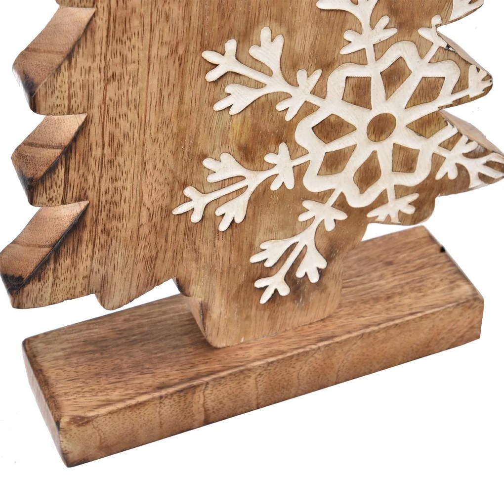 Decorațiune din lemn de mango 4Home Snowflake Tree, 33 cm