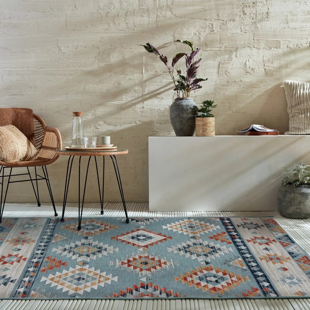 Covor pentru exterior și interior albastru 200x290 cm Avery Blue – Flair Rugs