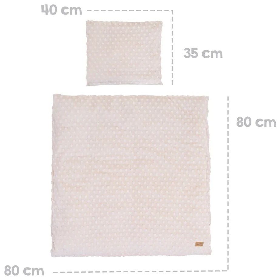 Lenjerie de pat pentru copii bej din amestec de bumbac pentru pătuț 80x80 cm Frosty Almond – Roba
