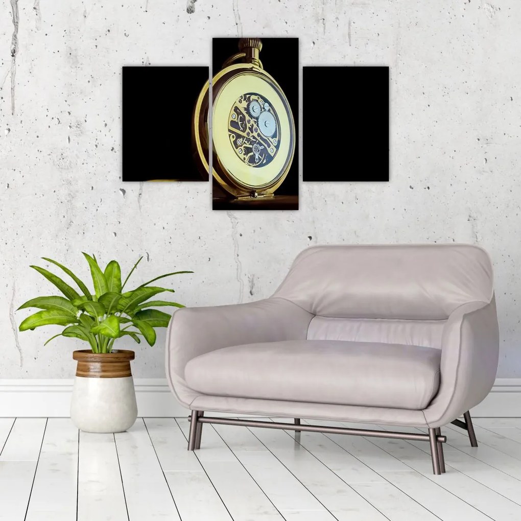Tablou cu ceas de buzunar de aur (90x60 cm)