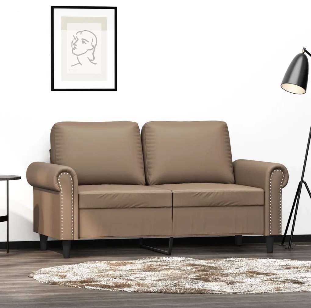349124 vidaXL Canapea cu 2 locuri, cappuccino, 120 cm, piele ecologică