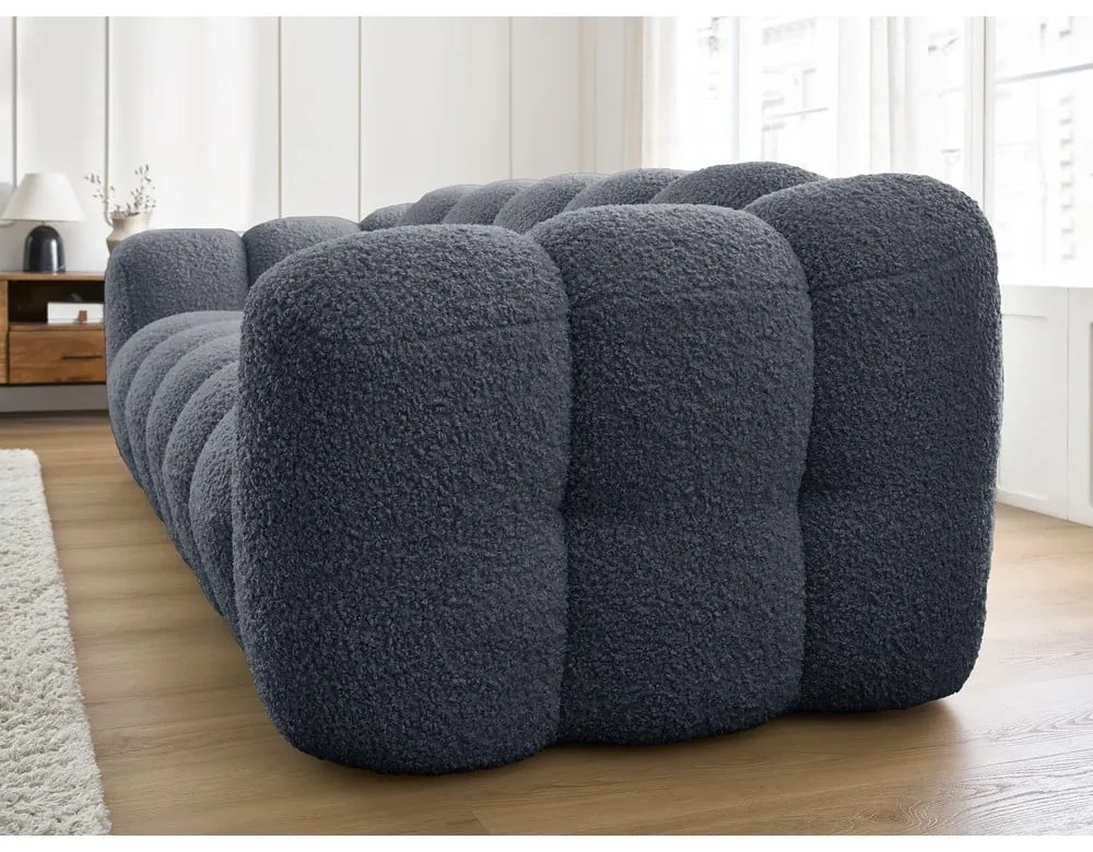 Canapea gri închis cu tapițerie din țesătură bouclé 232 cm Hippolyte – Bobochic Paris