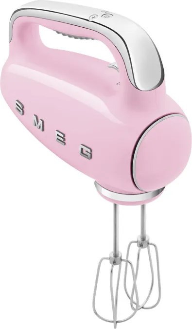 Mixer manual SMEG 50's Style HMF01PKEU, 250 W, 9 viteze, Functie Turbo, Afisaj LED, Timer, Accesorii, Roz