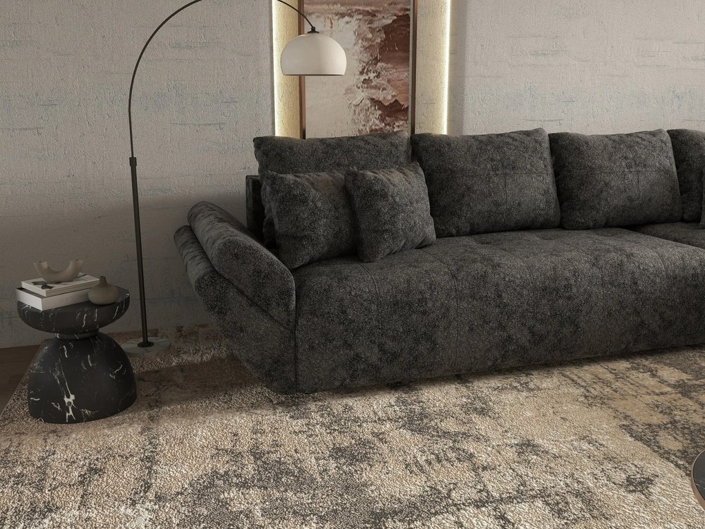 Colțar extensibil dumonde cu ladă de depozitare si sezut confortabil din spuma high-density, Berlin XL Euphoria Negru 350x185 cm II