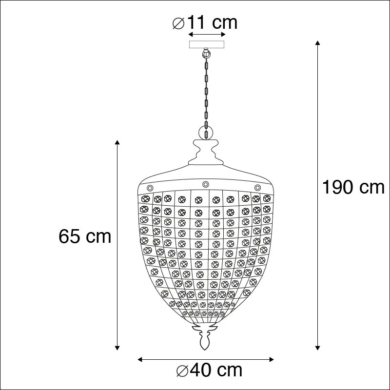 Lampă suspendată Art Deco cu cristale 40cm auriu - Cesar