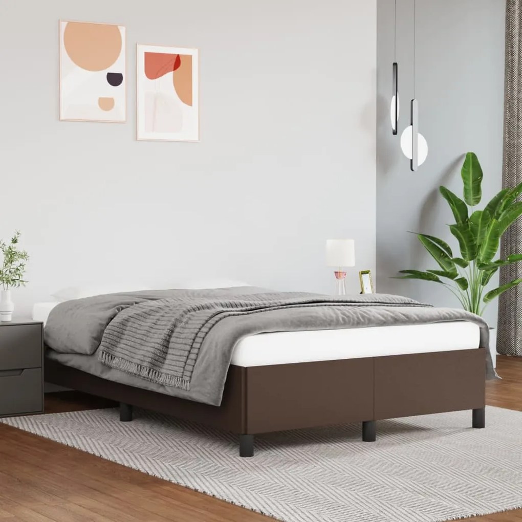 347242 vidaXL Cadru de pat, maro, 120x200 cm, piele ecologică