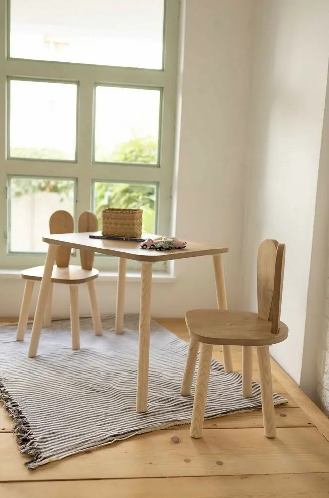 Set pentru copii cu masă și scaune, 2 buc BunnyOne Chair Set - Brown