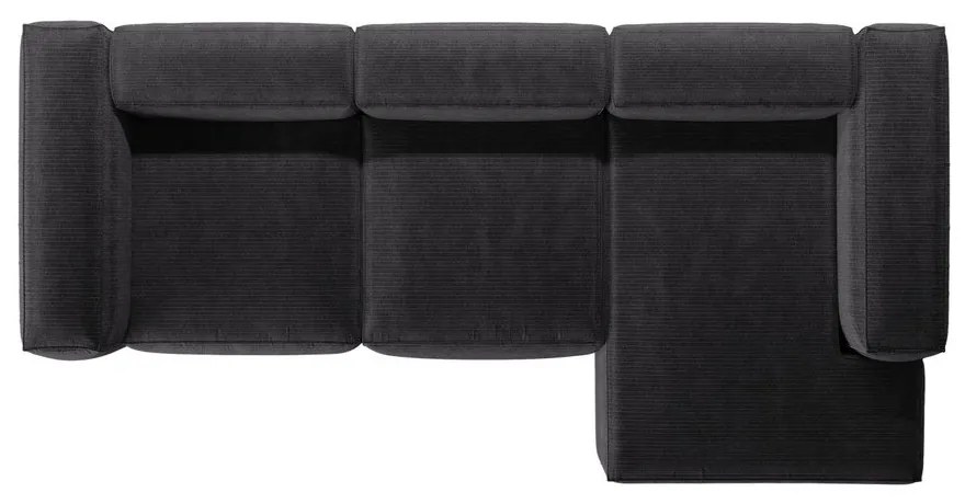 Colțar gri închis cu tapițerie din catifea reiată (cu colț pe partea dreaptă/cu șezlong) Bergamo – Cosmopolitan Design