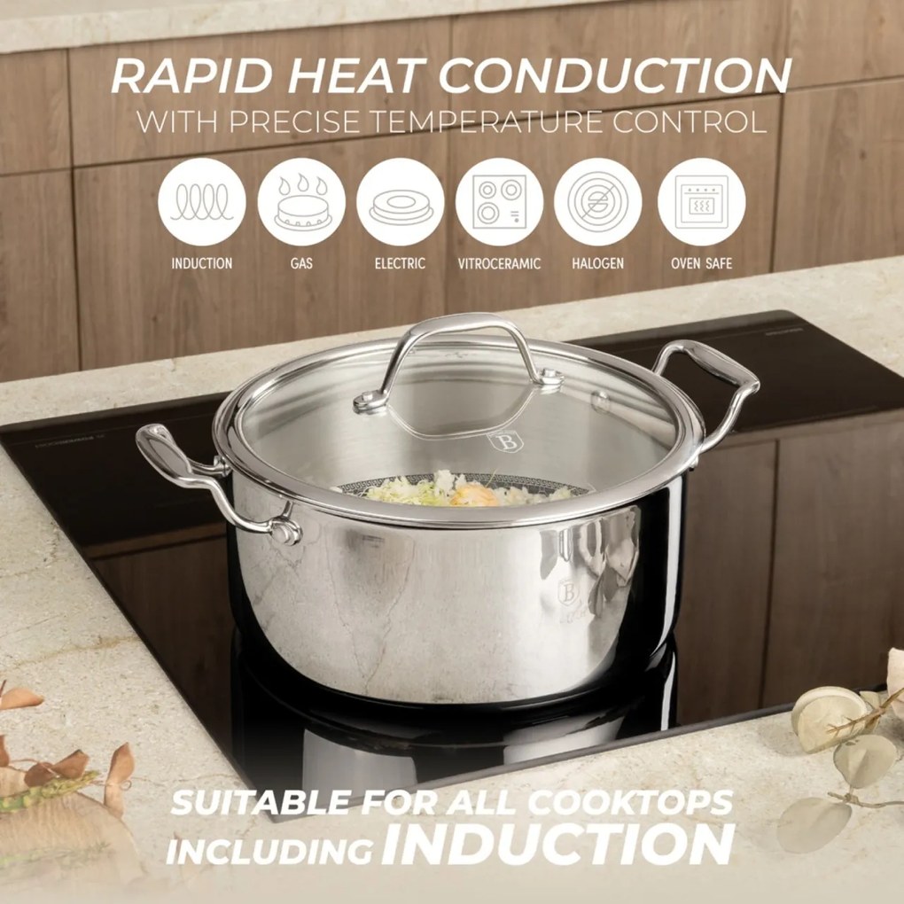 Set oale si tigai inox 6 piese Eternal Berlinger Haus BH8517, compatibile inductie si cuptor