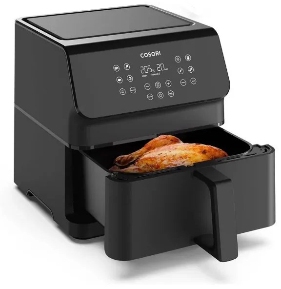 Friteuza cu aer cald Cosori Premium II CAF-P651-KEUR, 6.2 L, 205°C, 11 programe, Timer, AirWhisper, Negru