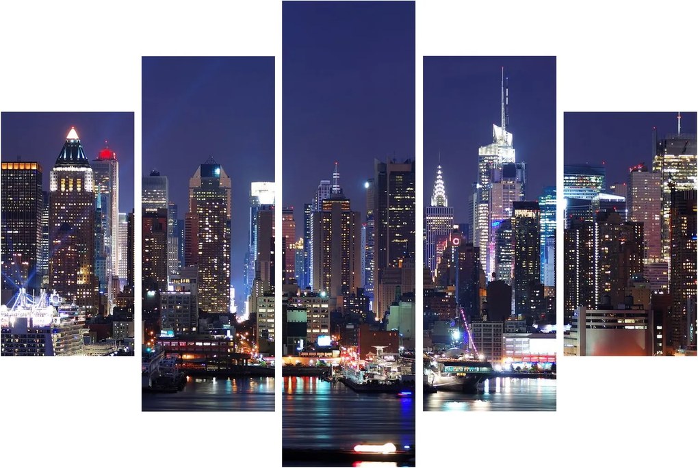 Tablou - Zgârie-nori din New York iluminate (150x105 cm)