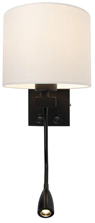 Lampa de perete moderna neagra cu abajur alb - Brescia