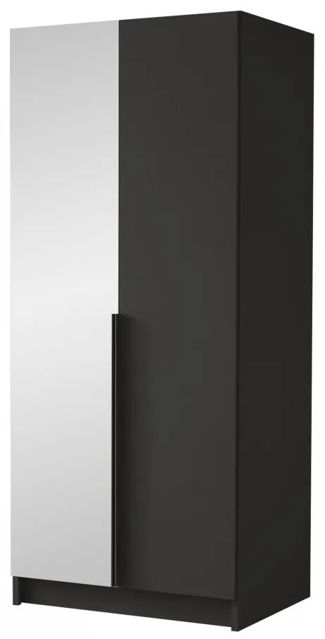 Dulap de haine Smagano II (Alb + Negru) (cu oglindă). 1105802