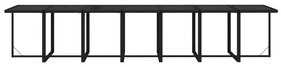 Set mobilier de gradina cu perne, 19 piese, negru, poliratan Negru si alb crem, 4x suport pentru picioare + 14x fotoliu + masa, 1