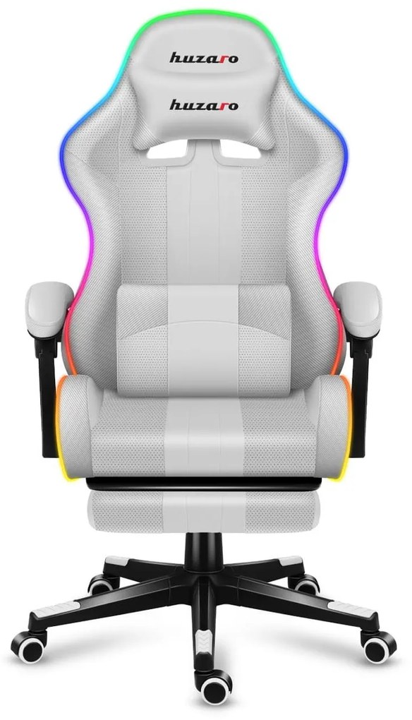 Fotoliu gaming Fusion 4.7 (alb + multicolor) (cu iluminat LED). 1087480