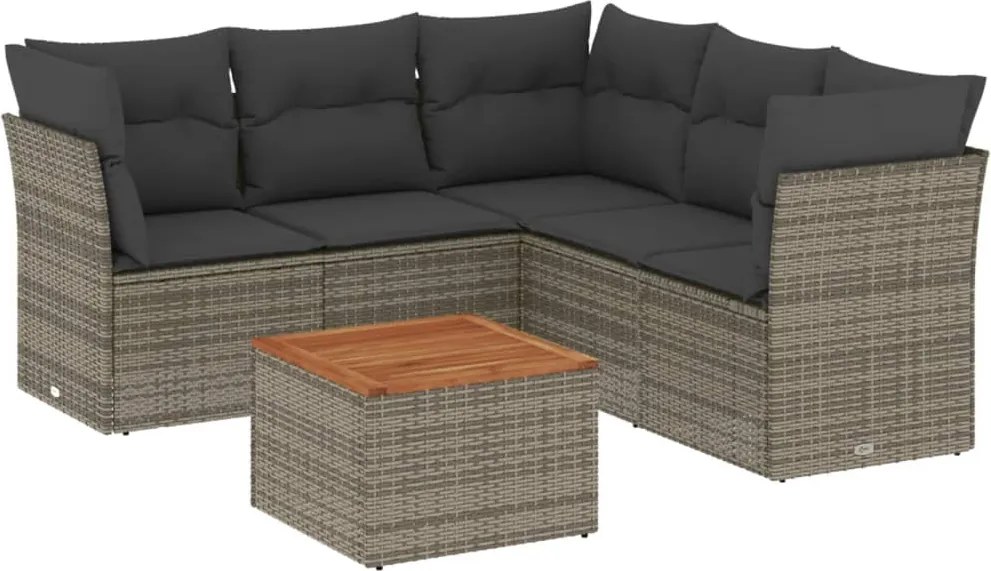 vidaXL Set mobilier grădină cu perne, 6 piese, gri, poliratan