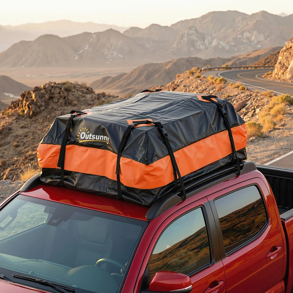 Outsunny Portbagaj de acoperiș impermeabil, 425 L, portocaliu | Aosom Romania