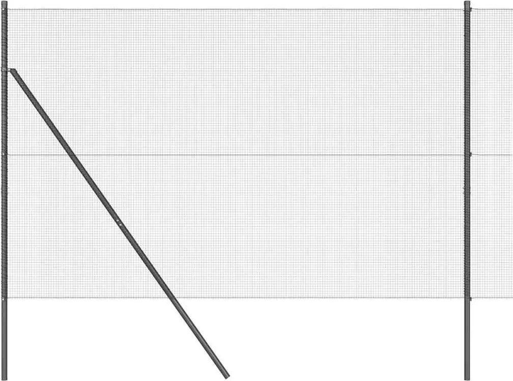 vidaXL Stâlp de gard. Gri 25 x 1,6 m (plasă de 12 x 12 mm) Oțel și PVC