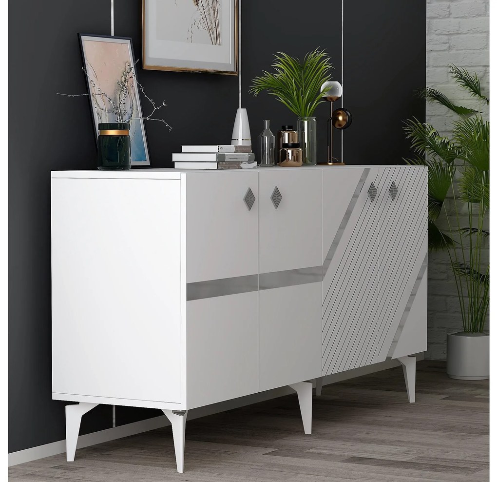Dulap Tabivo (alb + arigintiu) . 1093498