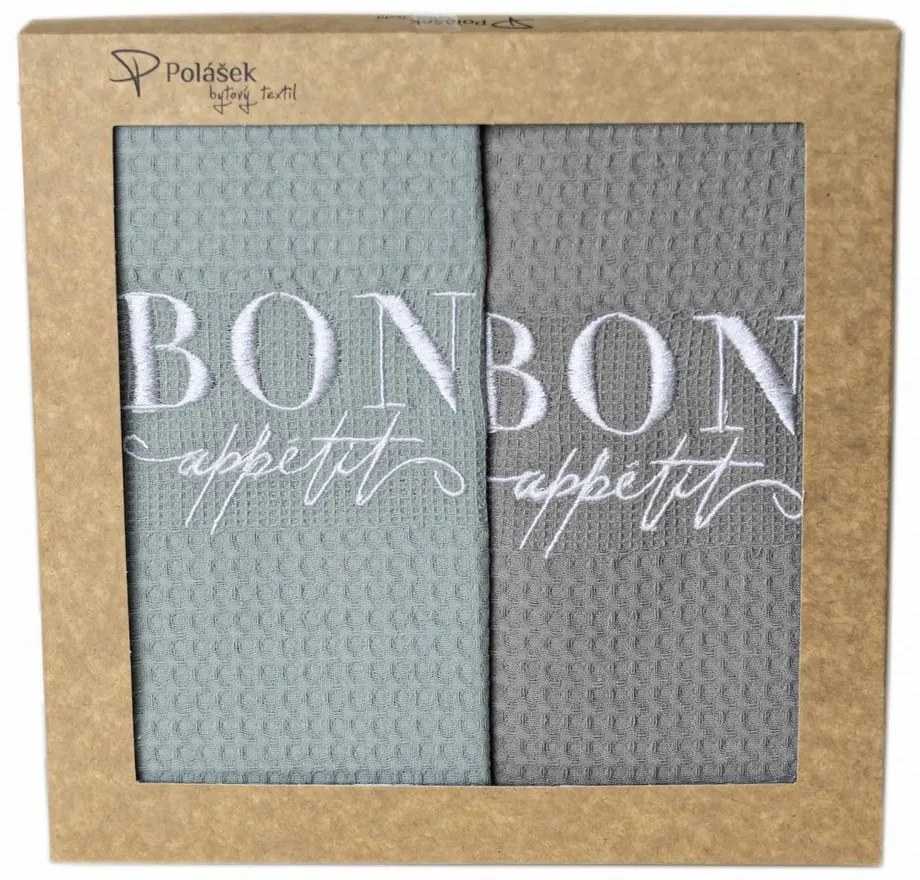 Prosoape de bucătărie waffle brodate cu motiv – Set de 2 bucăți