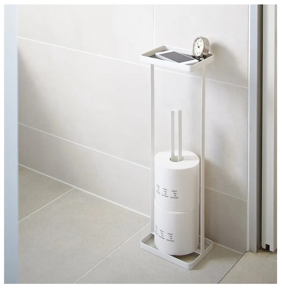 Suport pentru hârtie igienică cu capac YAMAZAKI Tower, alb