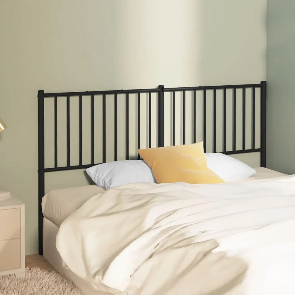 vidaXL Tăblie de pat metalică, negru, 160 cm