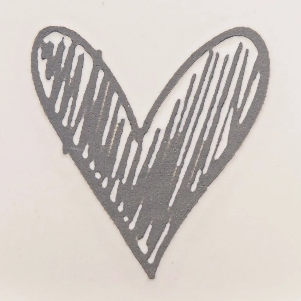 Set de 6 căni ceramice Inimioară II, 90 ml, gri