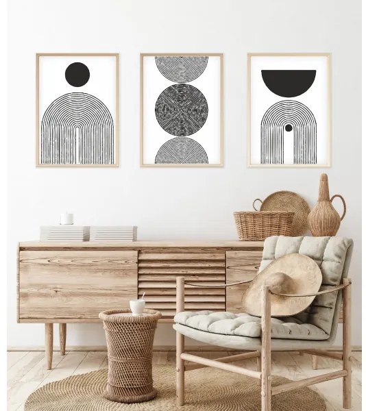 SET 3x pictură în ramă foto 50x70 cm negru/alb