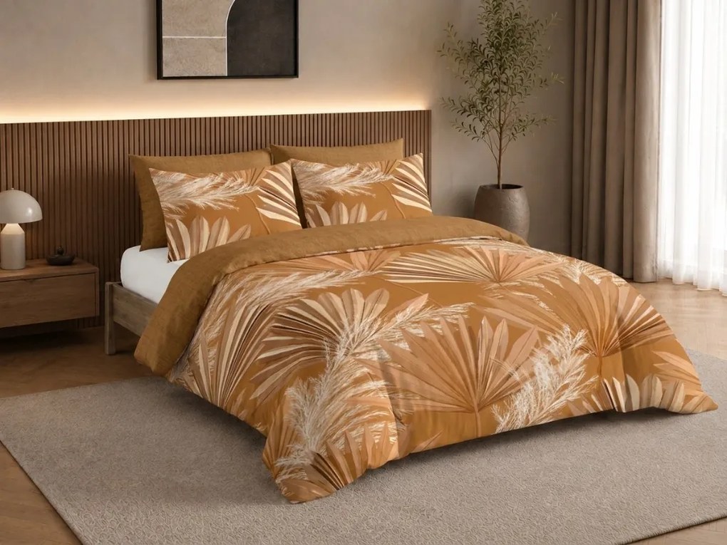 Lenjerie de pat din satin de bumbac ZANZI maro Dimensiune lenjerie de pat: 2 buc 60 x 70 cm | 200 x 200 cm