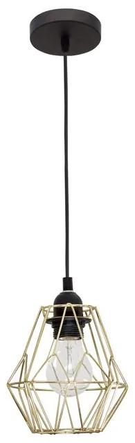 Suspensie Pendant lamp, Steel, Brass gold &amp; black cable, LED E27 1x12 W D:15*15*120