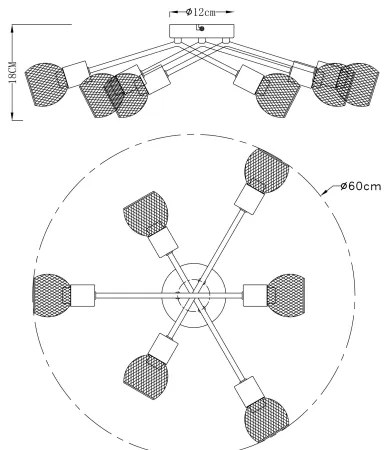 Lustră aplicată Globo 54028-6S FIASTRA 6xE14/40W/230V
