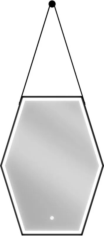 Mexen Orla oglindă de baie iluminată 60 x 80 cm, LED 6000K, anti-ceață, ramă neagră - 9815-060-080-611-70