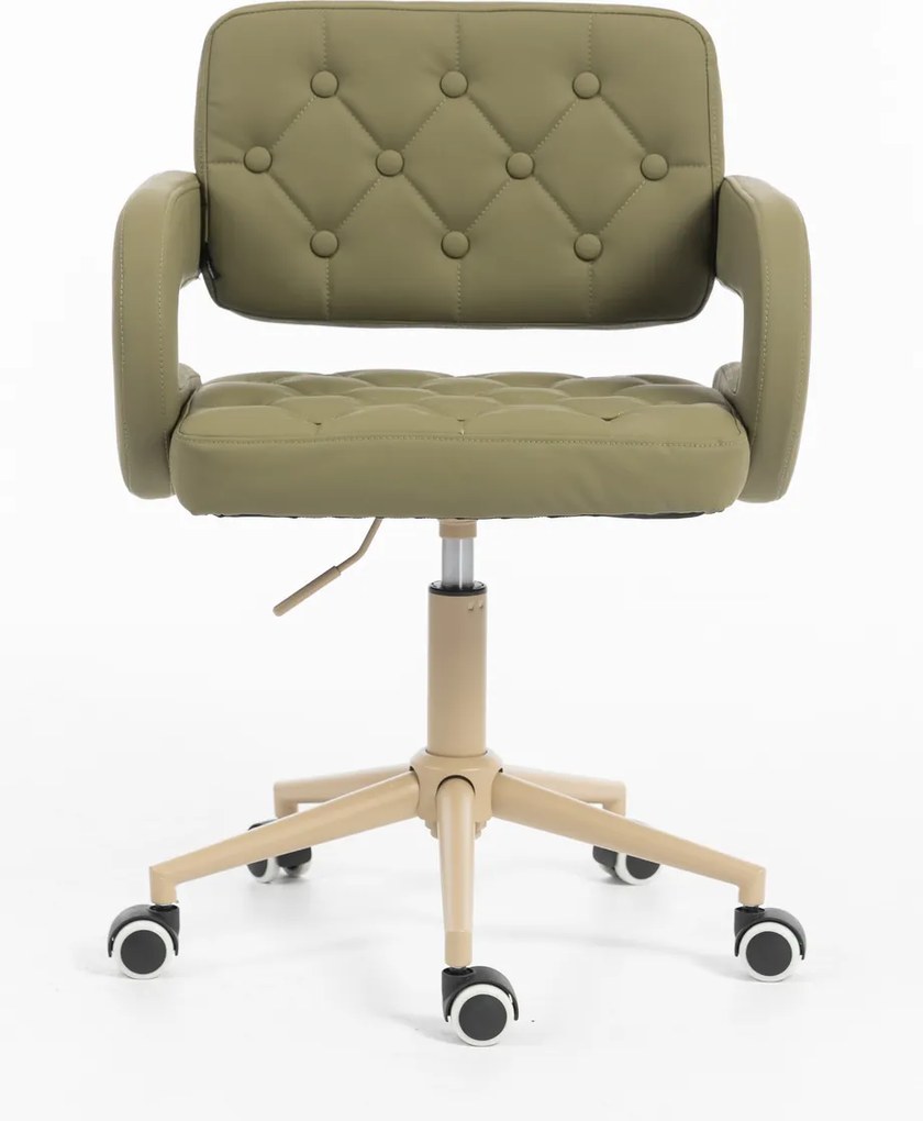 HR8403K Scaun Khaki Piele Ecologica Premium Soft cu Bază Crem