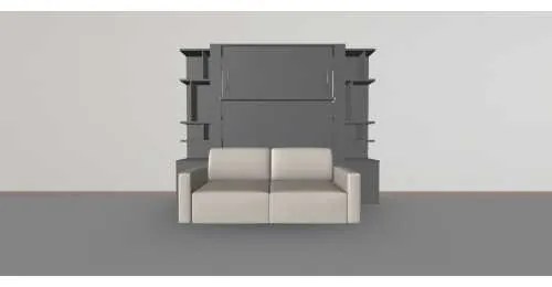 Set pat rabatabil dublu (150X200) cu 2 headboard-uri, 2 biblioteci(50 cm), canapea 2 locuri - Nova Small Bookcases&Royal Sofa Set