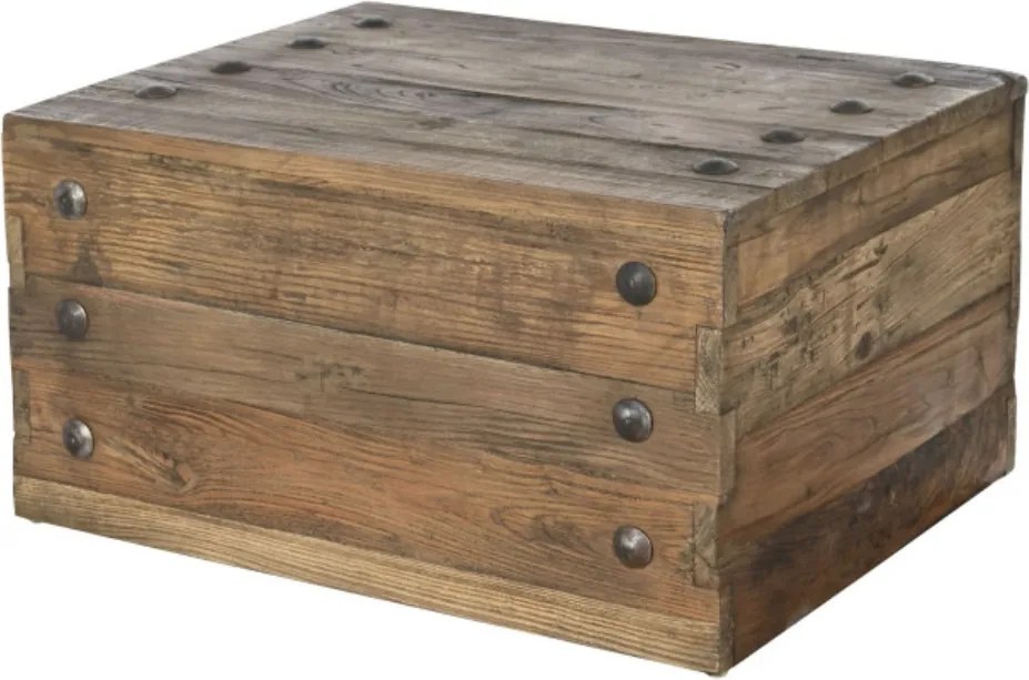 Măsuță de cafea dreptunghiulară din lemn reciclat, natur, cu formă de ladă, finisaj mat, 41 x 78 x 59 cm, „Bravon” – Ethnic Collections