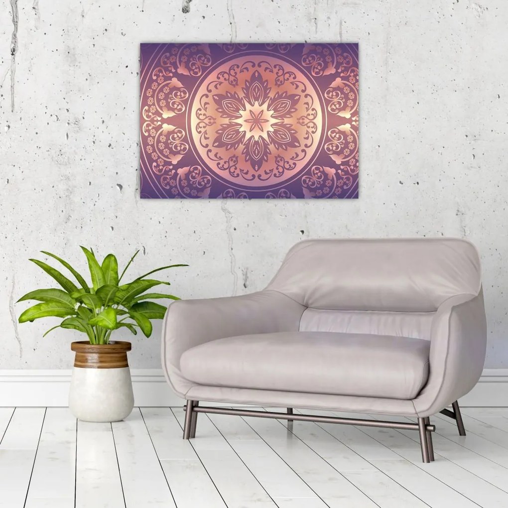 Tablou - Mandala pe gradient violet (70x50 cm)