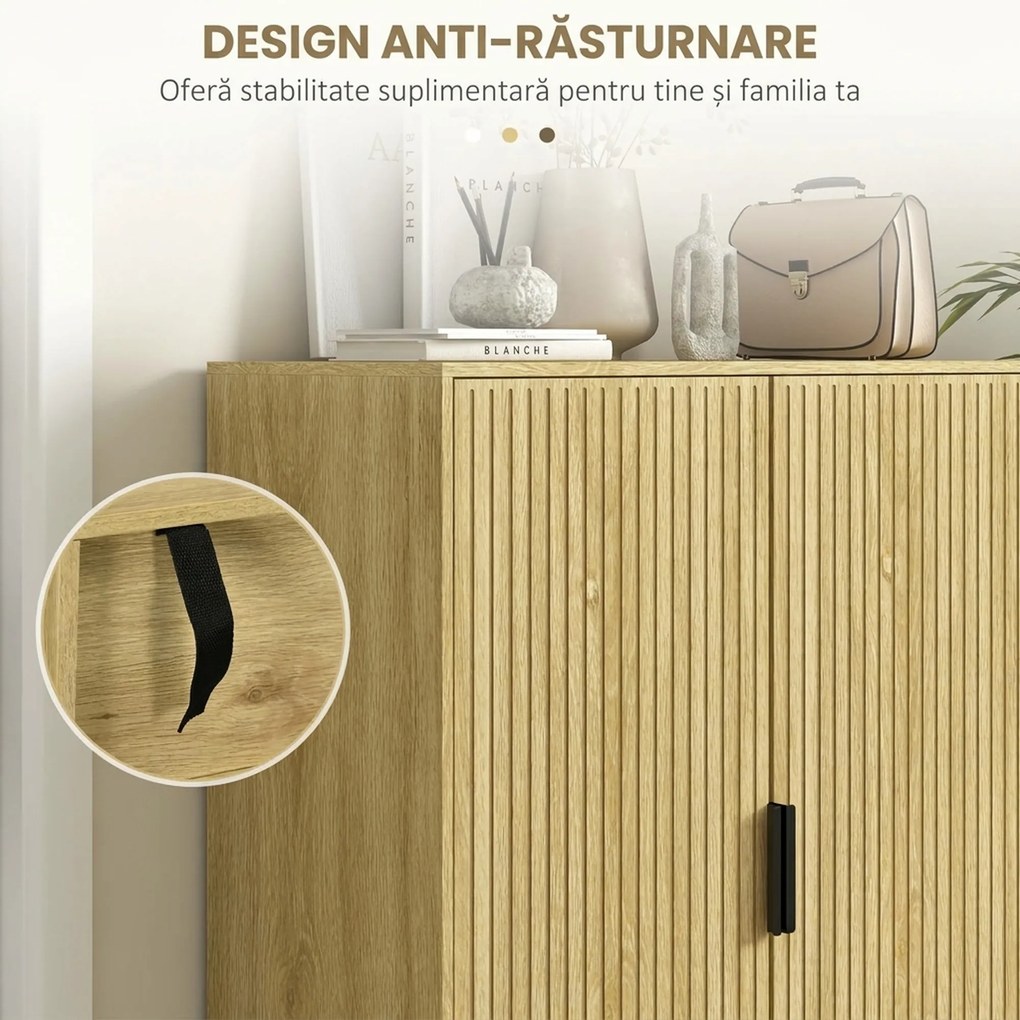 HOMCOM Dulap Pantofi 5 Niveluri cu Rafturi Reglabile, Picioare Metalice, Design Elegant Stejar, Stabil și Sigur, 80x38x110 cm | Aosom Romania