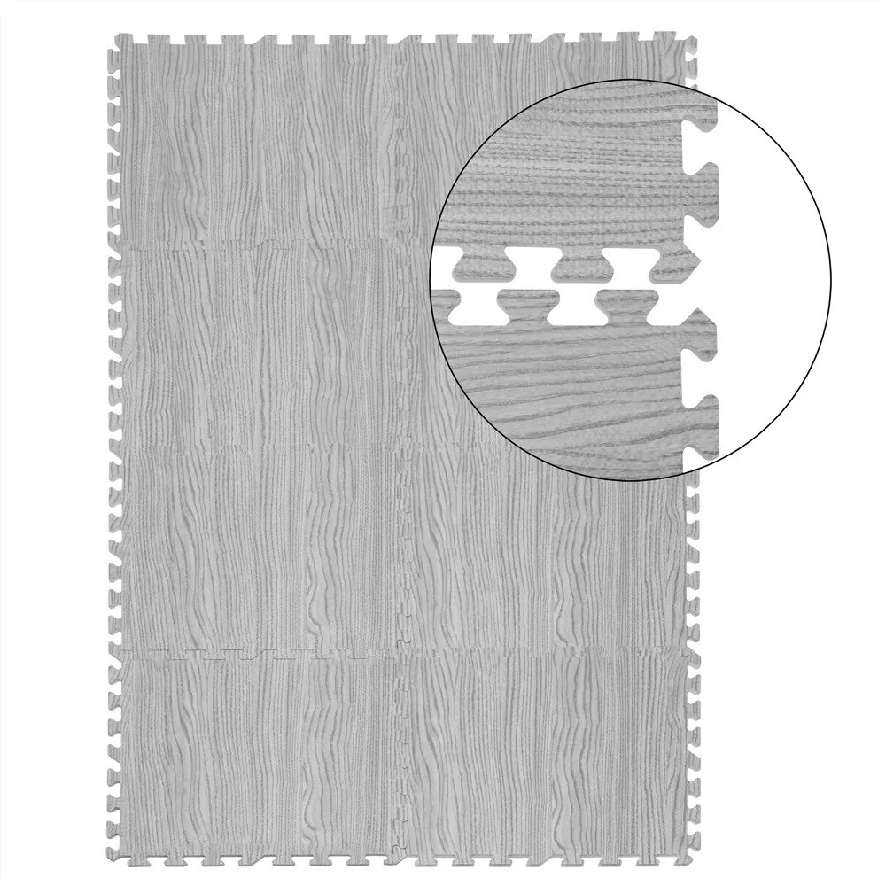 Covor pentru protectie pardoseala Puzzle 8 bucati Aspect lemn gri