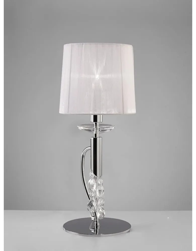 Veioza, Lampa de masa eleganta Tiffany crom/ abajur alb