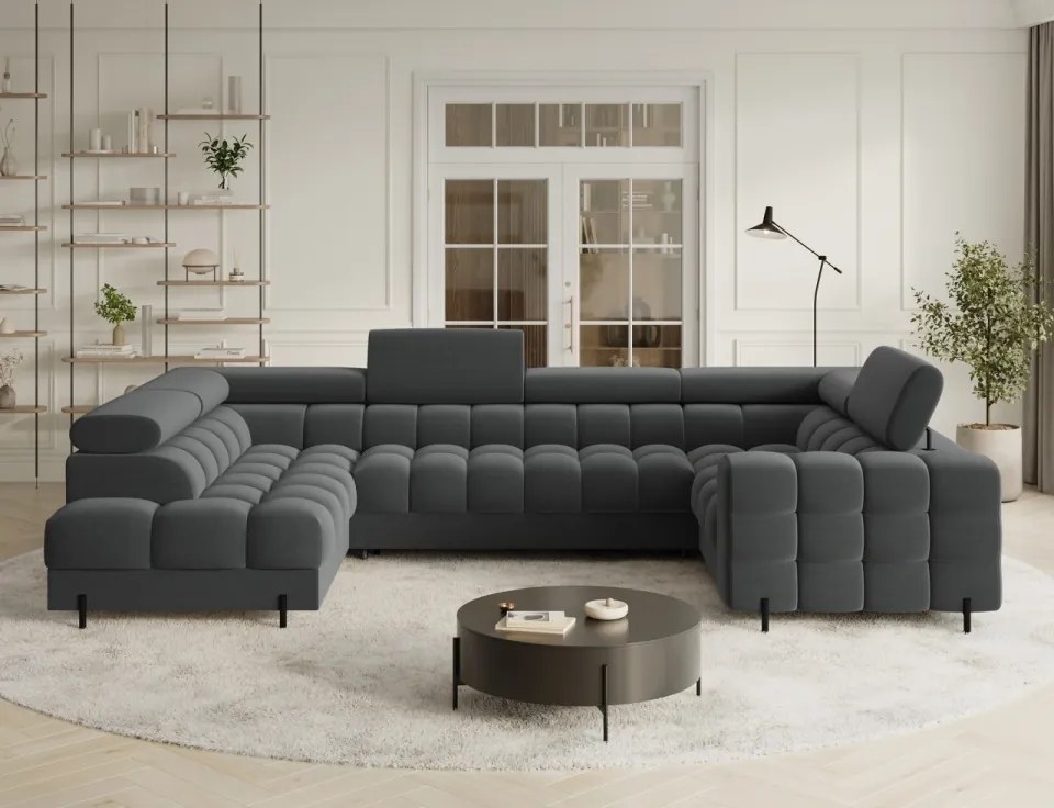 Colțar extensibil, cu spatiu pentru depozitare, 346x205x93 cm, Fectory LT, Eltap (Culoare: Bej / Royal 20)