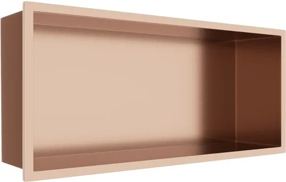 Raft incastrat dreptunghiular Balneo Wall-Box One cu rama 45x20x10 cm cupru lucios