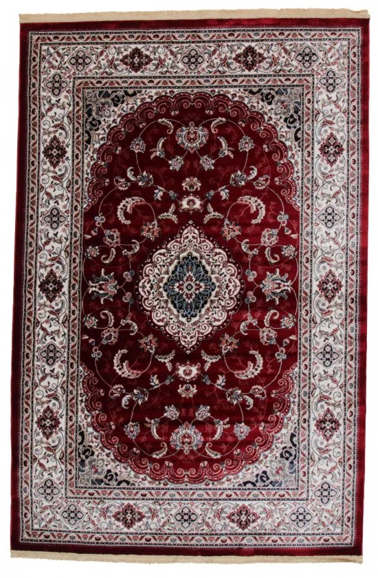 Covor clasic burgundia Isfahan 200x300 covor poliester mecanic pentru living sau dormitor