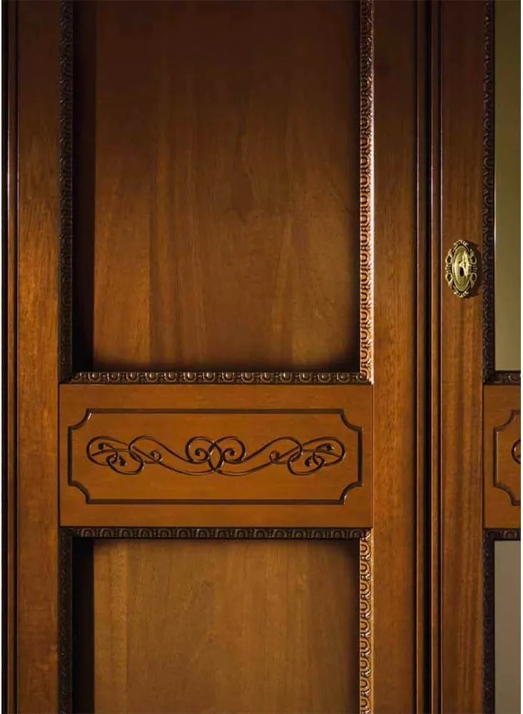 Dulap lemn masiv 5 Uși Bologna, 245 × 65 × 240 cm - Crem